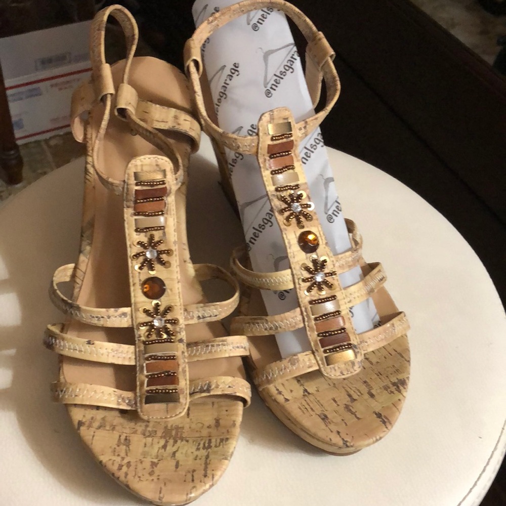 Jeweled Wedge Sandals